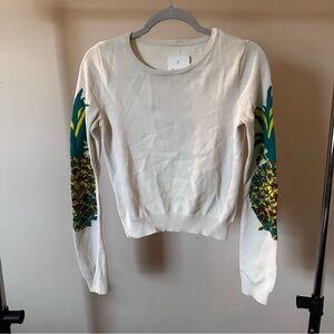 White Pineapple Print Women's Sweater